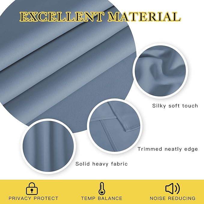 NICETOWN Stone Blue Blackout Curtain - Image 4