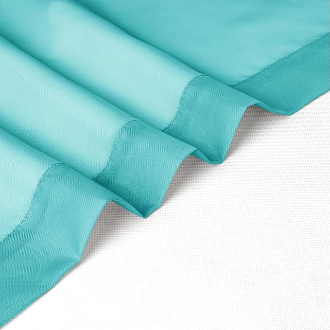 Chyhomenyc Turquoise Sheer Curtains 36 inch Length 2 Panels, Light Filtering - Image 7
