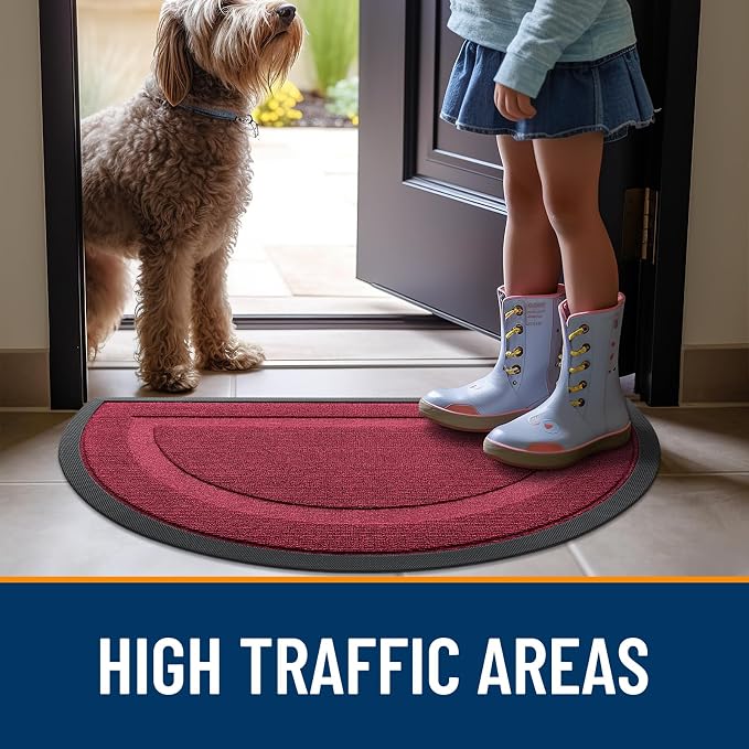 OLANLY Half Circle Front Door Mat Outside 47x23 All-Season Rubber Doormat | - Image 6