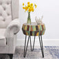 Drum Round Wood Side Table 16" x 16" x 21" H Reclaimed Rustic Multicolor Patio by Warmaxx-warmhomesweetdream