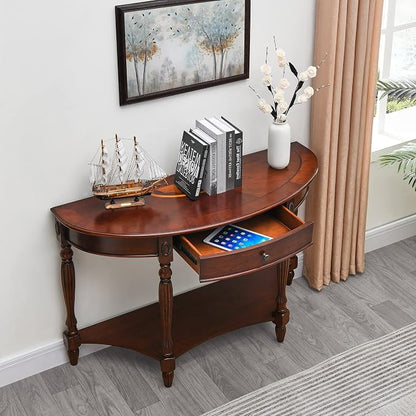Solid Wood Semi-Circle Sofa Table - Image 5