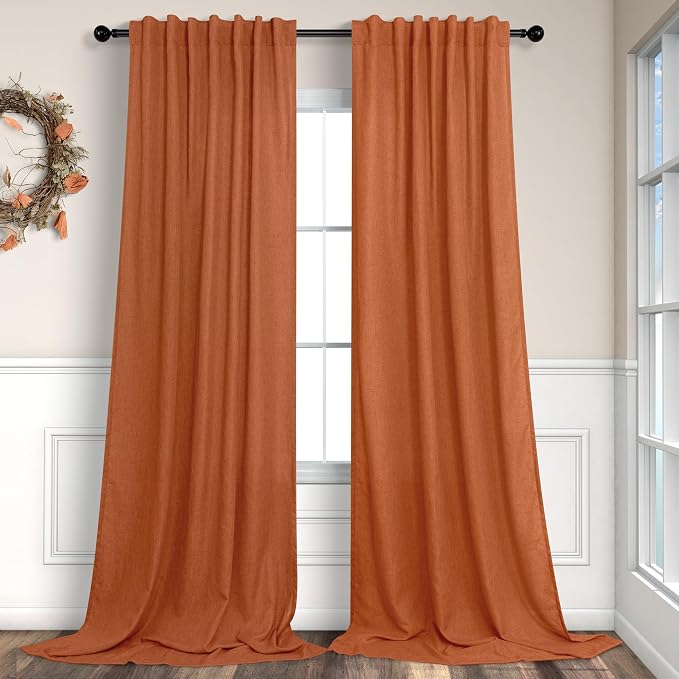 Burnt Orange Curtains 108 Inches Long by Pitalk