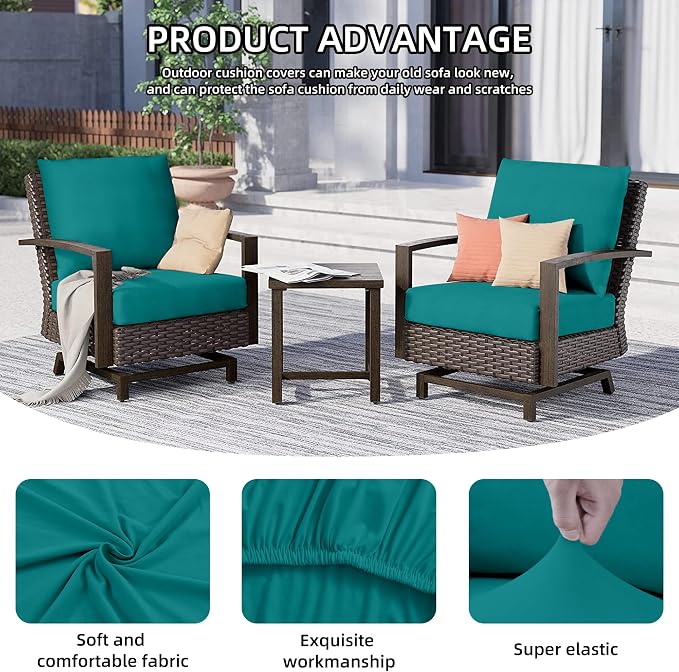 12Pcs Outdoor Cushion Covers, Elastic Patio Cushion Covers | Washable, - Image 3