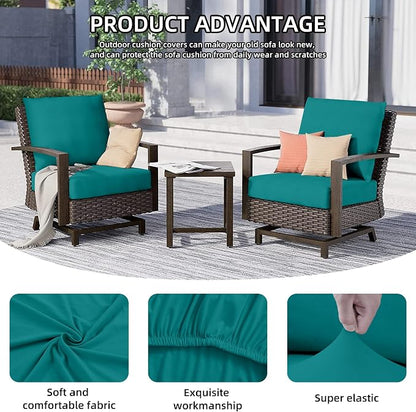 12Pcs Outdoor Cushion Covers, Elastic Patio Cushion Covers | Washable, - Image 3
