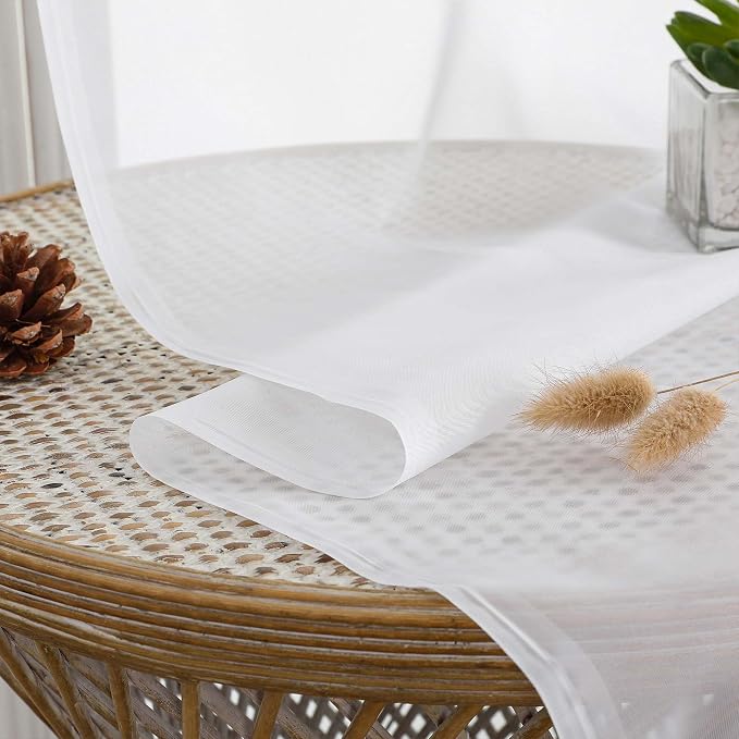 Sheer White Curtains 84 Inch Length 2 Panels Set - Image 5