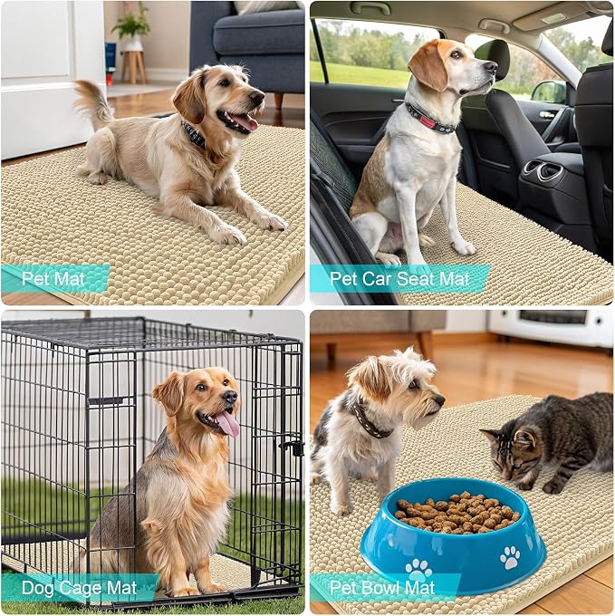 OLANLY Dog Door Mat for Muddy Paws 59x35, Super Absorbent Chenille Mud Mat | - Image 7