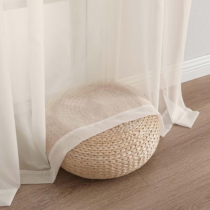 Sheer Cream Curtains 108 Inches Long 2 Panels Set, 59 Inch Extra Wide - Image 5