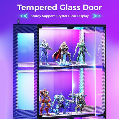 AODK 2 Pack Display Case with Glass Door, RGB Light Display Cabinet - Image 4