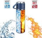 Stainless Steel Thermo 500ml/16.9oz Vacuum Insulated Bottle with Cup for Coffee Hot drink and Cold drink water flask.(Blue,Set)