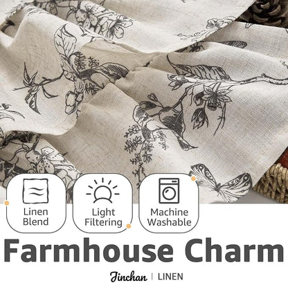 jinchan Ruffled Valance Curtain Linen Floral Kitchen Valance 18 Inch Shabby - Image 6