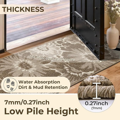 Findosom Hallway Runner Rug 2x10, Non Slip High-Low Textured Floral Washable - Image 7