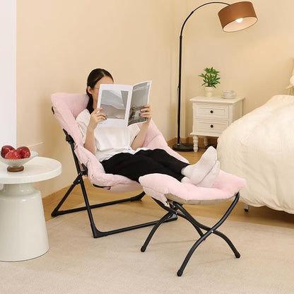Comfy Saucer Chair for Adults, Soft Faux Fur Bedroom Chair - Image 5