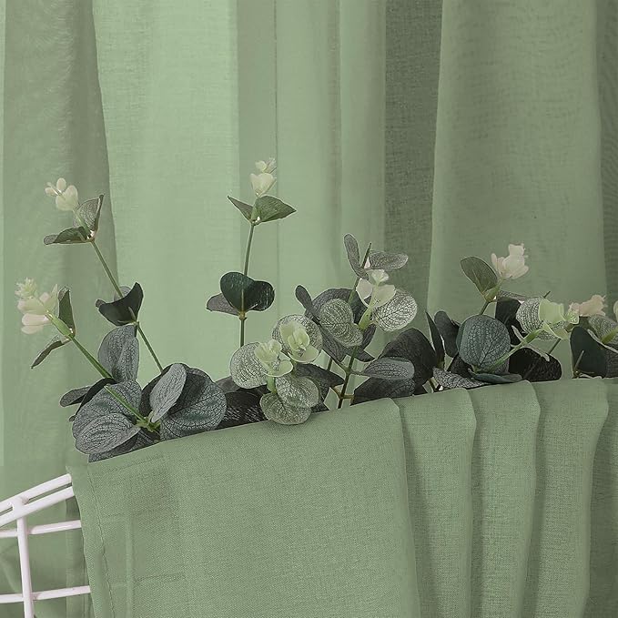 Tollpiz Sheer Curtains Linen Textured Bedroom Curtain Sheers Light Filtering - Image 6