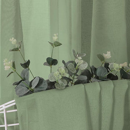 Tollpiz Sheer Curtains Linen Textured Bedroom Curtain Sheers Light Filtering - Image 6