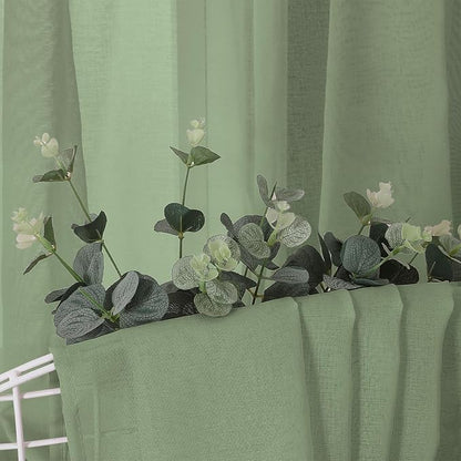 Tollpiz Sheer Tier Curtain Linen Textured Half Kitchen Curtains Sheer Light - Image 6