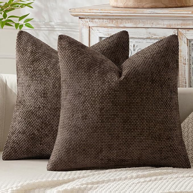 MIULEE Decorative Couch Throw Pillow Covers 16x16 Inch Dark Brown 2 Pack | by MIULEE