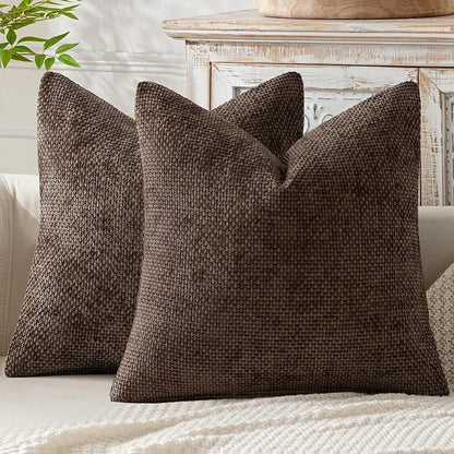 MIULEE Decorative Couch Throw Pillow Covers 16x16 Inch Dark Brown 2 Pack | by MIULEE