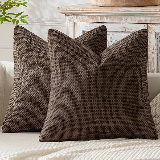 MIULEE Decorative Couch Throw Pillow Covers 20x20 Inch Dark Brown 2 Pack | by MIULEE