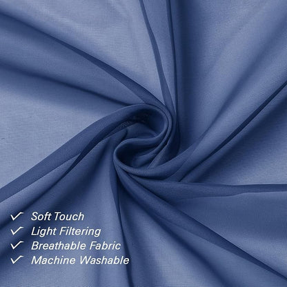 Royal Blue Sheer Curtains 78 Inches Long 2 Panels Set, Privacy Light Filtering - Image 7