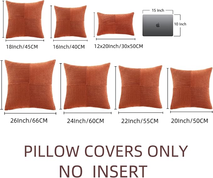 Fancy Homi Set of 2 Burnt Orange Decorative Throw Pillow Covers 28x28 Inch - Image 7