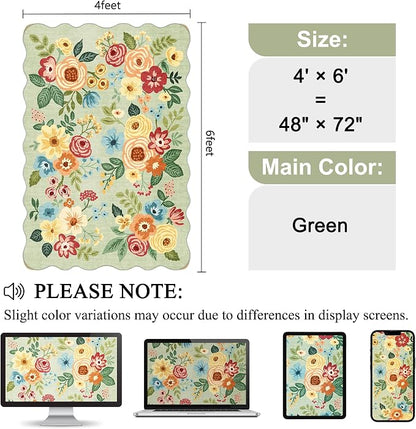 DUKINO 4x6 Area Rug, Non Slip Floral Washable Rug - Image 2