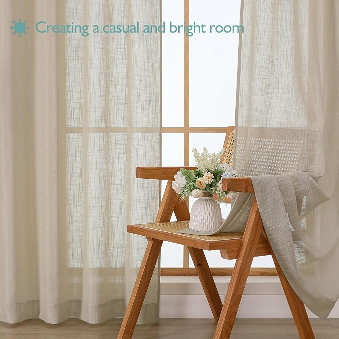 Chyhomenyc Semi Sheer Curtains 84 Inches Long 2 Panels Set, Light Filtering - Image 7