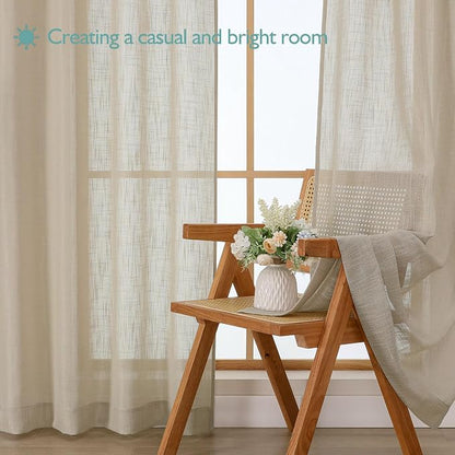 Chyhomenyc Extra Long Semi Sheer Curtains 108 Inches Long 2 Panels Set - Image 7