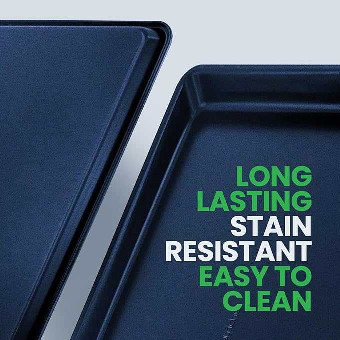 NutriChef Extra Large Nonstick Cookie Sheet Baking Pan, XL Size 22 Inch x 16 Inch, Premium Carbon Steel Oven Baking Sheet for Cookies, Jelly Rolls, & Pastries - Blue Diamond, NCLG1BD