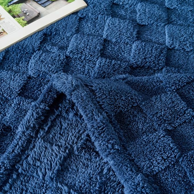 Fuzzy Navy Couch Cover for Sectional Sofa, Sofa Slipcover for 2 Cushion Couch - Image 4