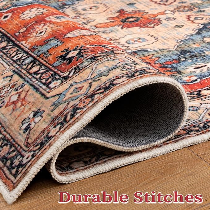 SERISSA 4ft Washable Non Slip Round Boho Area Rug - Image 7