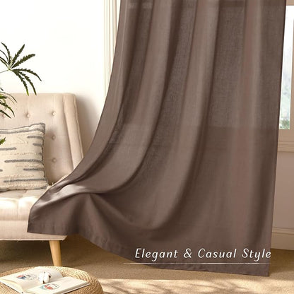 NICETOWN Linen Brown Curtains 84 inch Long, Grommet Privacy Added Thick Flax - Image 7
