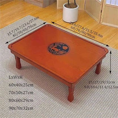 Folding Coffee Table, Japanese-Style Square Low Wood Table, - Image 2