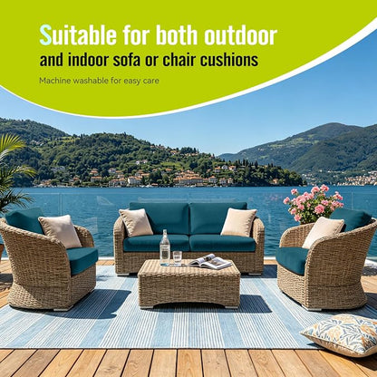 8Pcs Outdoor Cushion Covers, Stretch Patio Furniture Couch Chair Slipcovers | - Image 4