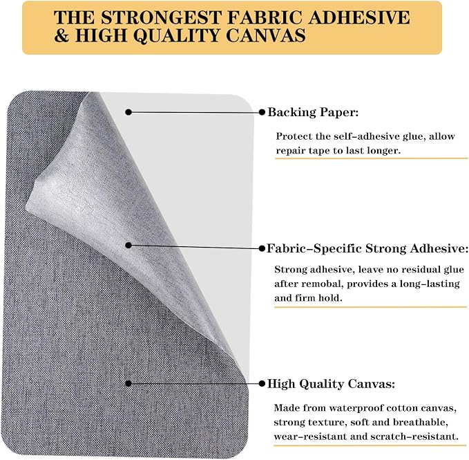 Canvas Repair Patch 8 x12 Inch, Self-Adhesive Waterproof Linen Repair Patches - Image 3