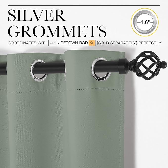 NICETOWN Bedroom Curtain Panels Blackout Draperies, Thermal Insulated Solid - Image 3