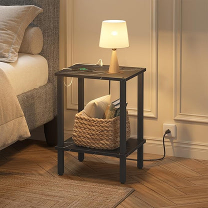 TUTOTAK End Table with Charging Station, Small Side Table, Nightstand Bedside - Image 8