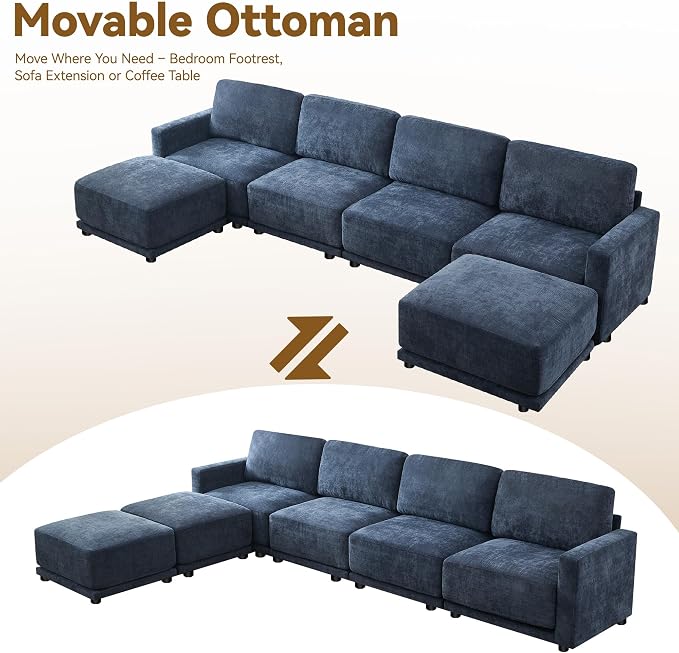 77.4" Chenille Modular Loveseat Oversized Upholstered 2 Seater Sectional Sofa - Image 8
