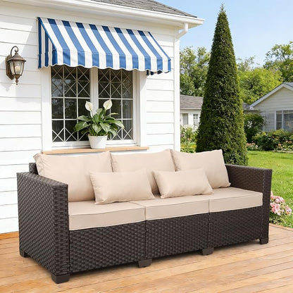 Rattan Star Outdoor Furniture Couch 3 Seater Sofa Outdoor Brown Wicker Sofa - Image 3