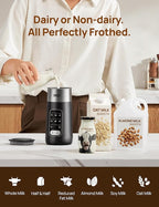 Dreo Milk Frother, 8-in-1 Electric Frother for Latte Art Coffee, 9oz/270ml Warm and Cold Foam Automatic Frothers for Dairy and Non-Dairy Milk, LED, Easy to Clean, BaristaMaker Air
