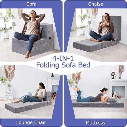 Folding Sofa Bed, 4 in 1 Convertible Sleeper Chair - Image 6