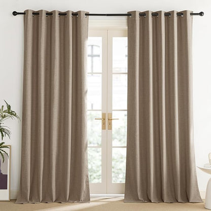 NICETOWN Burlap Vintage Open Linen Weave Flax Thermal Curtains, 100% Blackout - Image 3