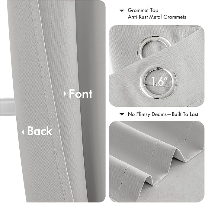 MIULEE Blackout Curtains for Bedroom 2 Panels 40 x 54 Inch Long Silver | - Image 4