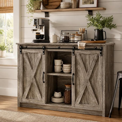 4 EVER WINNER 42" Farmhouse Coffee Bar, Buffet Cabinet by 4EVERWINNER