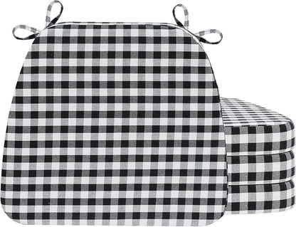 AAAAAcessories D-Shaped Chair Cushions, Machine-Washable Cover, Checkered by AAAAAcessories