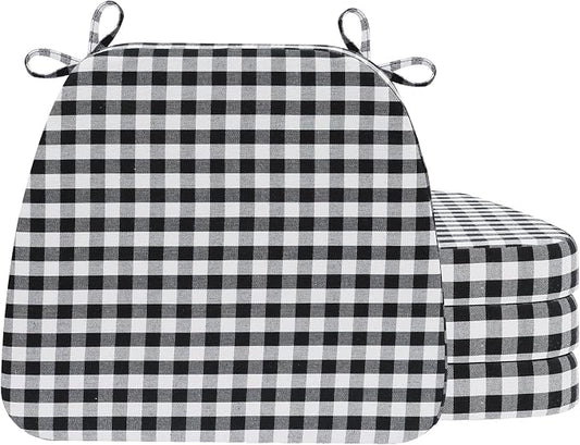 AAAAAcessories D-Shaped Chair Cushions, Machine-Washable Cover, Checkered by AAAAAcessories