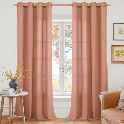 YoungsTex Terracotta Linen Curtains 90 Inch Length by YoungsTex