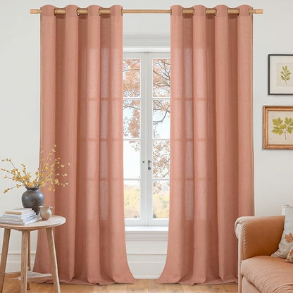 YoungsTex Terracotta Linen Curtains 102 Inch Length by YoungsTex