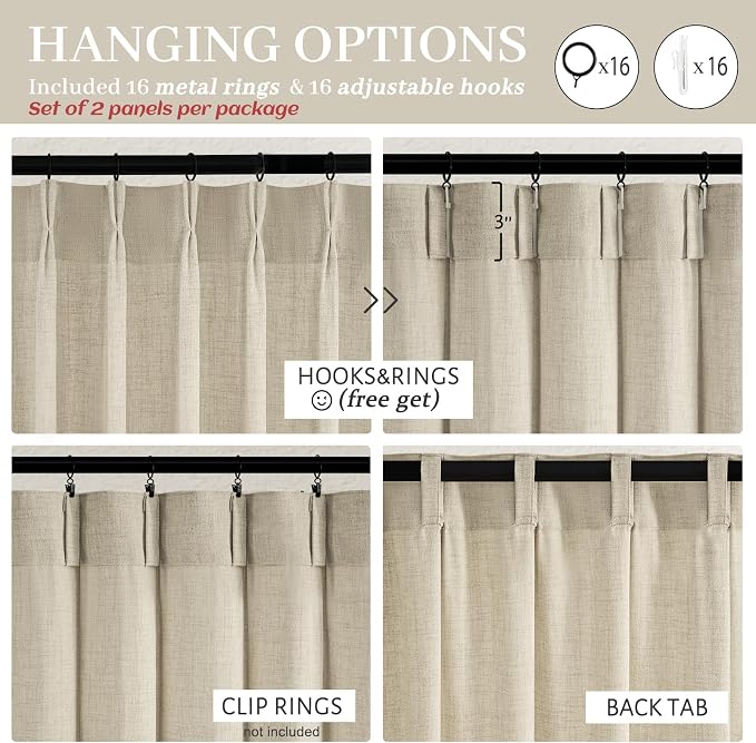 Boho Viral Linen Curtains 84 Inch Length 2 Panels Set - Image 5