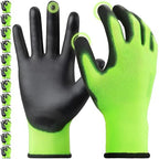 Kebada W1 Work Gloves for Men and Women, PU Coated Safety Gloves with Grip, Touchscreen, Ideal for Warehouse Package Handling, Construction, Gardening, Green Large