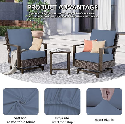 8Pcs Outdoor Cushion Covers, Elastic Patio Cushion Covers | Washable, - Image 3